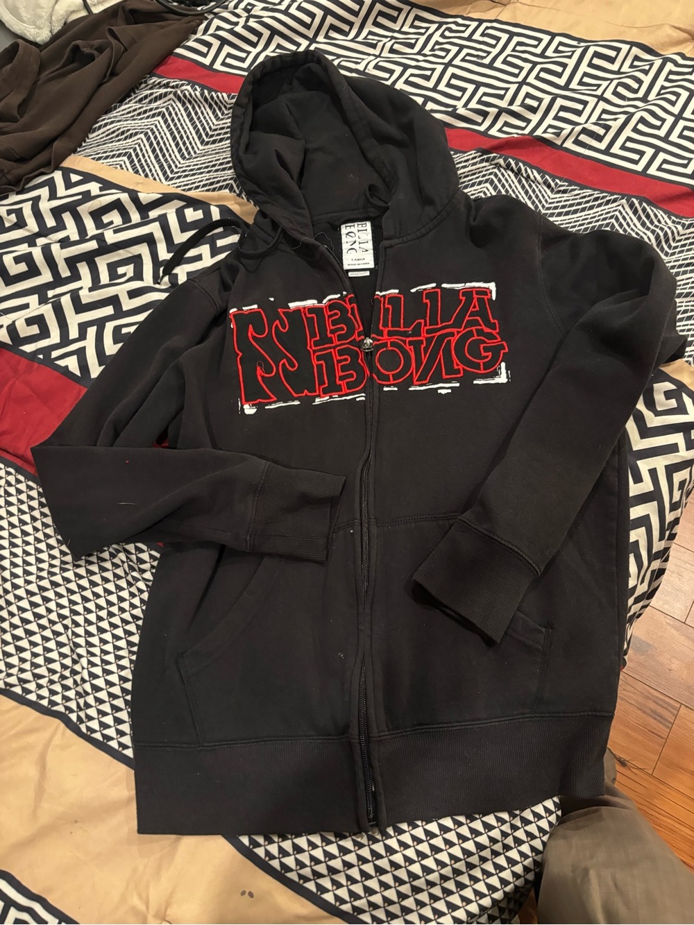 Billabong Black Zip-Up Hoodie with Red Logo